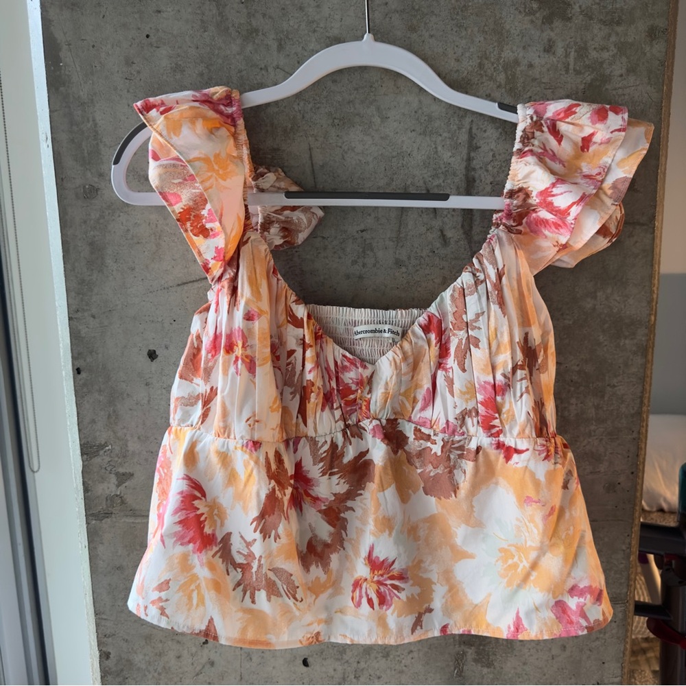 Abercrombie & Fitch Puff Sleeve Multi-Color Blouse